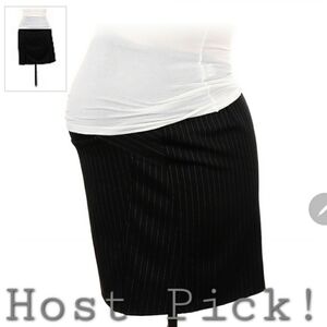 Two Hearts Maternity Skirt Black Pinstripe Women's XL Full Panel Stretch Waist